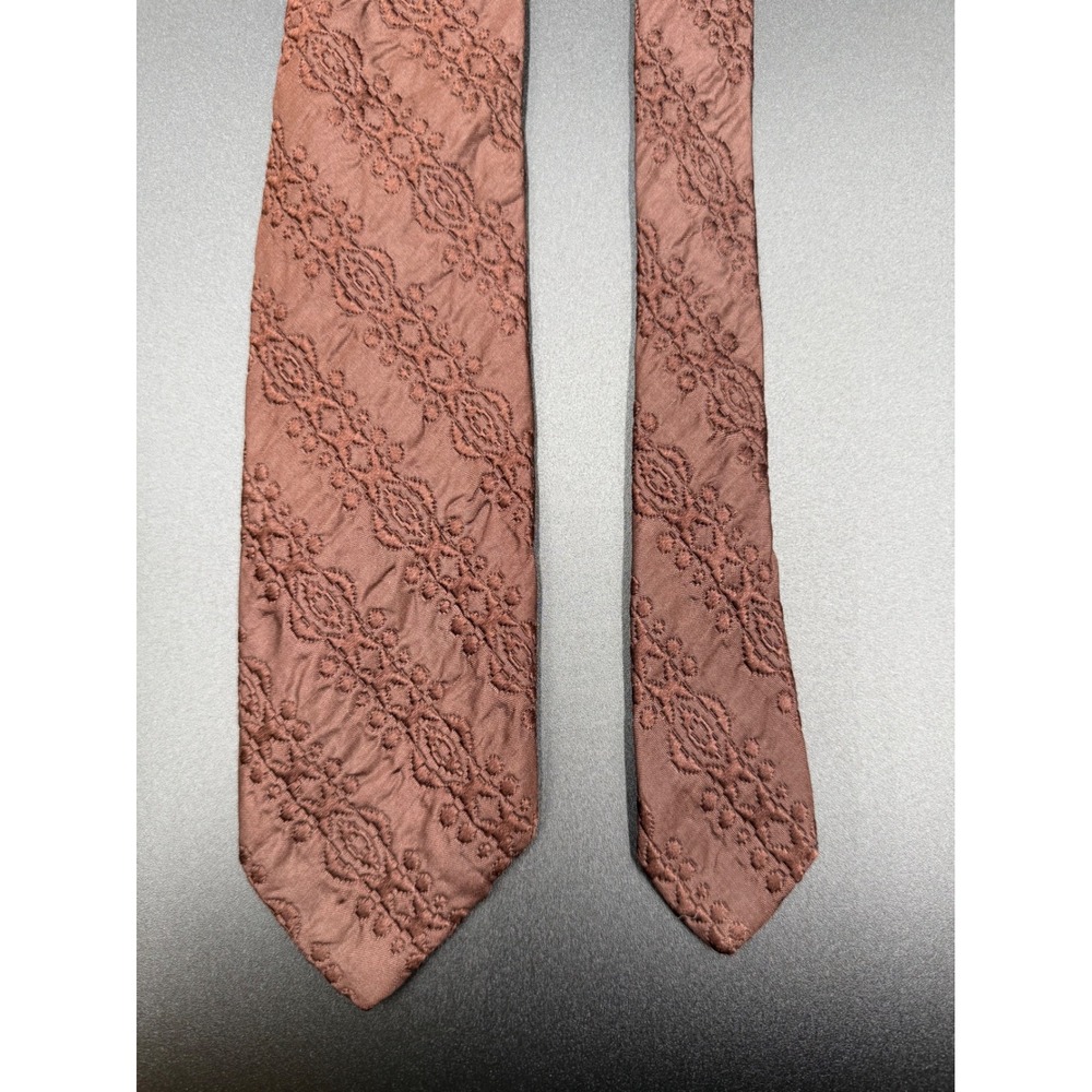 Vintage Kolmer-Marcus George Wally NY Silk Tie Brown Textured Embroidered 3"